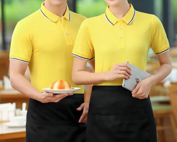黃色酒店職業(yè)裝展示，酒店服務(wù)員制服